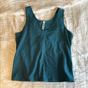 Teal Fitted Athleta transcend Tank Top with vneck Neck